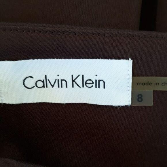 Calvin Klein Dress Apron Pleated Peasant Full Tea Length Chocolate Brown 8 - Picture 3 of 10